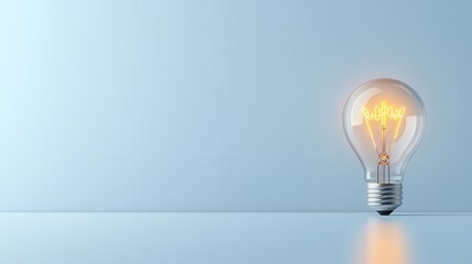 Poster - Illuminating the path to innovation this glowing lightbulb stands as a symbol of creativity ingenuity and the endless possibilities that lie ahead  Set against a sleek minimalist white backdrop