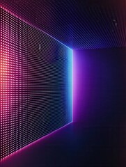 Aufkleber - Glowing neon lines create an abstract digital pattern with a sleek modern design featuring blue and purple shades