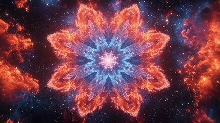 Aufkleber - Fiery Cosmic Mandala Abstract Design