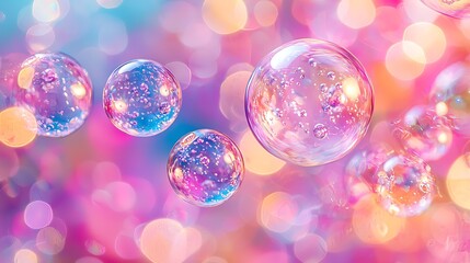 Aufkleber - Floating Pastel Bubbles Abstract Background