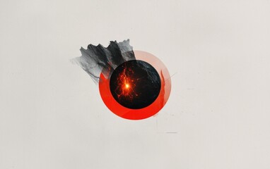 Poster - Abstract Red and Black Circle with Bright Light on Textured Background