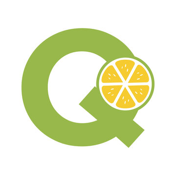 Lemon Logo Combine With Letter Q Vector Template
