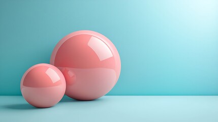 Poster - Glossy Pink Spheres Minimalist Design Background