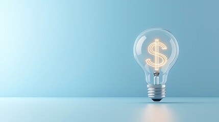 Poster - A luminous digital dollar symbol suspended within a modern glowing light bulb symbolizing the bright potential and transformative power of financial innovation and technology in the future economy