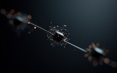 Poster - Abstract Digital Network of Glowing Cubes and Lines