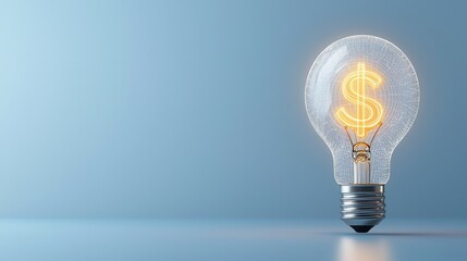 Poster - A conceptual 3D render of a lightbulb with a neon dollar sign inside symbolizing the power of finance investment and entrepreneurship to illuminate new ideas and drive economic growth