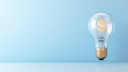 Poster - A transparent lightbulb containing a floating dollar symbol symbolizing the potential for financial growth and prosperity through innovation and technological advancement