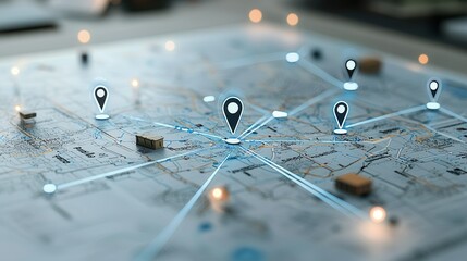 Poster - A detailed and visually captivating close up view of a map showcasing its intricate design network of routes and geographic features in a minimalist yet impactful manner
