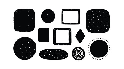 Poster - Abstract Black Shapes Geometric, Dotted, and HandDrawn Frames