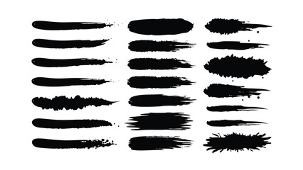 Poster - Black Ink Brush Strokes, Paint Splatter, Grunge Texture, Design Elements