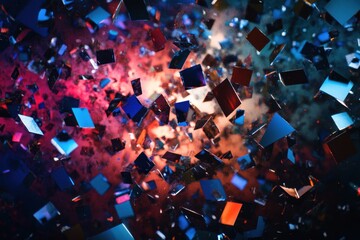 Fototapete - This photo captures a vibrant and bustling space showcasing countless stars shining in the vast expanse of the cosmos Futuristic cubist interpretation of a star cluster .