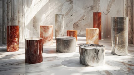 Poster - Marble Cylindrical Display Stands