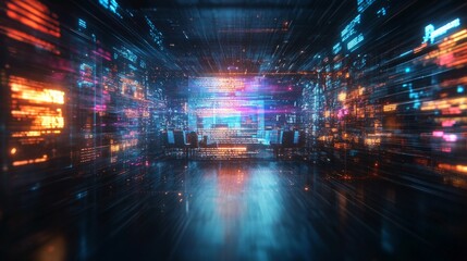 Fototapete - Dynamic digital landscape showcasing advanced technology in high-resolution animation