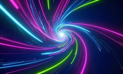 Fototapete - Vibrant swirling light patterns in a cosmic tunnel, creating a sense of motion and energy