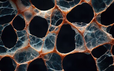 Poster - Translucent Orange and White Network on Black Background