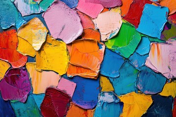 Fototapete - This photo captures an abstract painting featuring a range of vibrant colors creating a visually striking composition Sharp geometric shapes in high contrast colors .