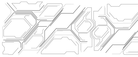 Poster - Abstract black circuit diagram on white background. PCB Trace Black and White Engineering Data Communication Concept Vector.