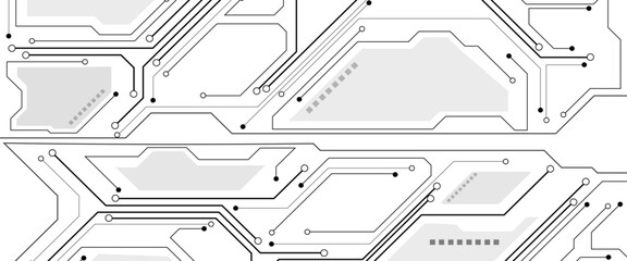 Aufkleber - Digital technology Black circuit diagram on white background. Vector abstract technology on white background.