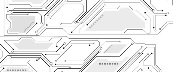 Aufkleber - Digital technology Black circuit diagram on white background. Vector abstract technology on white background.