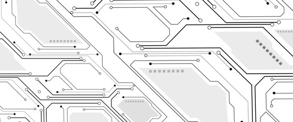 Aufkleber - Vector Technology black circuit diagram concept. Abstract technology on white background. High-tech circuit board.