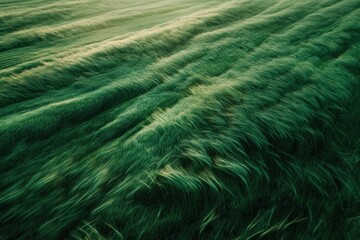 Poster - Endless green wheat fields stretch across the landscape at sunset, Aerial view of endless green wheat fields at sunset