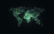 © creatfive - Glowing Green Particle World Map Abstract