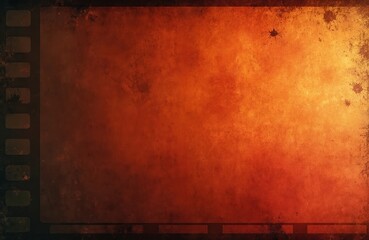 Aufkleber - Vintage grunge filmstrip frame in orange tones. Aged film texture. Dust grain with scratches, dirt marks. Retro photo overlay effect. Great for graphic design projects, vintage style presentation