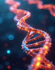 Aufkleber - Glowing DNA strands on sci-fi background. Chains structure. Dynamic, innovative tech design. Showcase of futuristic action, address social challenges, inspire improvement. Visual aesthetic vision of