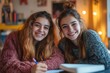 © Mark - two teenage girls smiling at the camera.