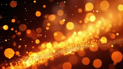 Poster - Golden Bokeh Flow: Capturing a captivating abstract display of golden bokeh lights flowing like a river, the image emanates warmth and festivity.