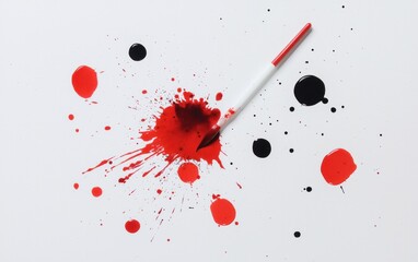 Poster - Red And Black Ink Splatter On White Background