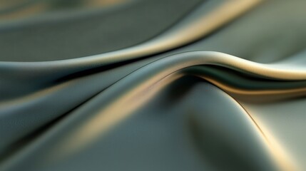 Poster - soft green fabric drapes gracefully with gentle ripples and light reflections