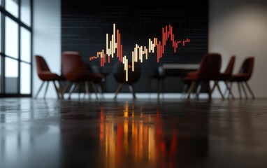 Fototapete - Abstract Financial Data Visualization in Modern Office