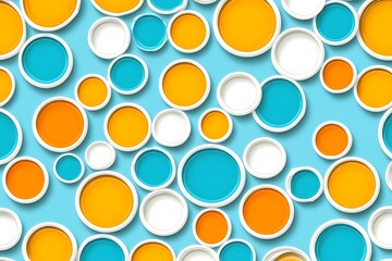 Aufkleber - Abstract arrangement of colorful circles with drop shadows on light blue