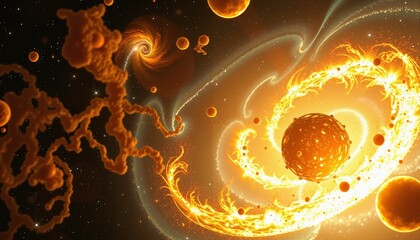 Wall Mural - Fiery Galactic Cosmic Creation Scene