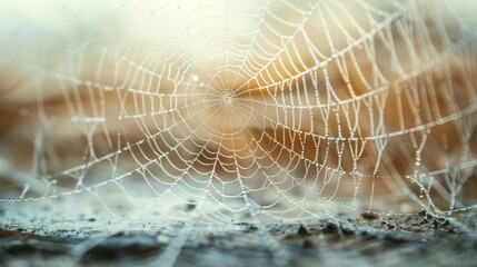 A close up of a intricate spider web on a table with clean lines and beautiful patterns in high resolution photography