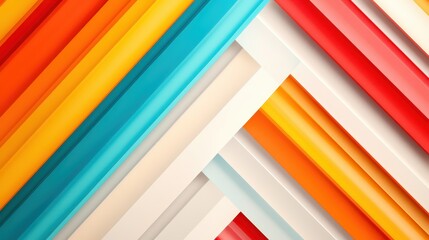 Poster - A brilliant arrangement of geometric strips in bright colors layered dramatically against each other, creating a rhythmic playfulness that captures the eye instantly and engages the viewer.