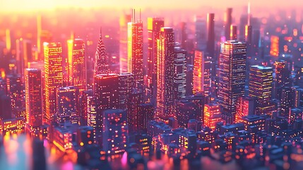 Poster - Vibrant Cityscape at Sunset