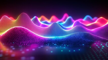 Poster - Vibrant Colorful Particle Wave Abstract Background
