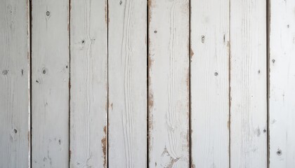 Poster - White painted distressed wood background in rustic farmhouse style. Vintage aged weathered shabby chic timber surface showing natural wooden plank decor for country interior design.