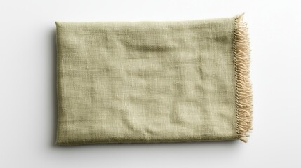 Poster - textured green fabric draped neatly with frayed edges on a light background showcasing its softness 