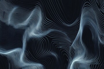 Poster - White and blue lines create abstract waves on a dark background, white and blue lines moving on black background