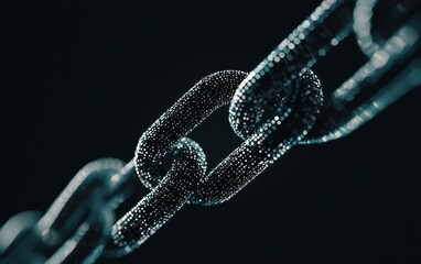 Poster - Abstract Dark Chain Link of Particles on Black Background