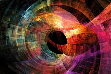 Poster - Dynamic neon digital tunnel with vibrant shapes shifting and swirling in motion, neon digital tunnel over shapes moving