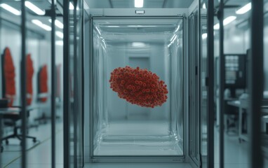 Aufkleber - Red Spherical Object in Modern Laboratory