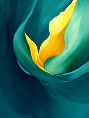 Poster - Fluid motion: An abstract dance of yellow and teal textures design