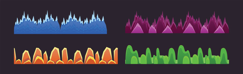 Poster - Seamless Landscape Grounds and Rock Terrain For Game Vector Set