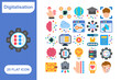 © Mohd - Digitalization Flat Icons Set, Collection of 25 Digitalization Flat Icons Set - 25 Vector Icons for Technology, Digital Transformation, Automation & Innovation