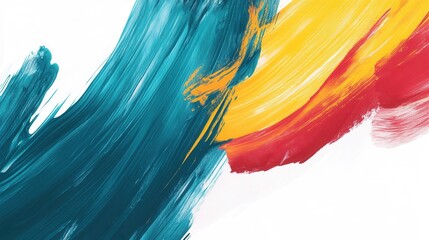 Aufkleber - Bold strokes in teal, yellow, and red create a dynamic abstract background for creative designs and inspiring messages
