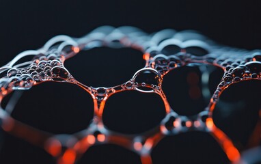 Poster - Abstract Teal And Orange Soap Bubbles Close Up Macro Photography